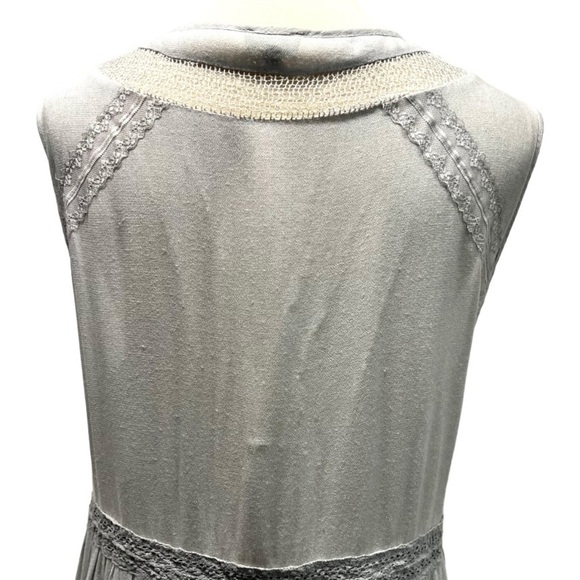 POL Silver Gray Boho Chic Sleeveless Sheer Lace Up Casual Tunic Top Women  Large - Picture 6 of 12